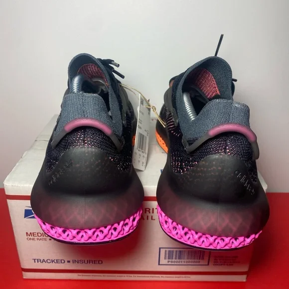 New Men's Adidas 4D FUSIO Primeknit Black Grey Orange PinkFZ2414